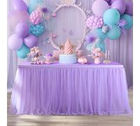 Suppromo Faldones de Mesa de Tul Lavanda de 6 pies para mesas rectangulares o mesas Redondas, Mantel de tutú con Volantes de Lavanda para niñas, Baby Shower, Fiesta de cumpleaños, Boda, Pastel