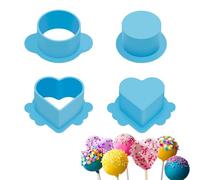 SUPPUIMNT 2 piezas Cake Pop Ausstecher, Backform Plastikkuchen Popschneider Ausstecher Set Kunststoff Kreis und Herz Cake Pusher Impreso für Küche Geeignet Backen Küche Backstorten Hochzeit storten
