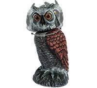 SUPPUIMNT Eule Vogelscheuche, ahuyentador de pájaros con esculturas giratorias de cabeza de jardín, figuras de búho como ahuyentador de palomas, defensa contra palomas y resistente a la intemperie