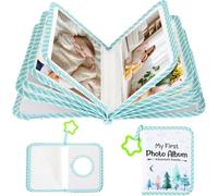 SUPPUIMNT Mi primer álbum familiar, álbum de fotos con impresión suave libro de tela Mi primer libro de fotos, álbum de recuerdos regalo con 17 piezas, 16,5 x 11,1 cm, imagen regalos para recién