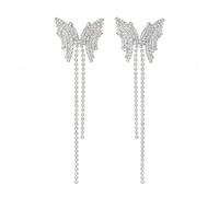 Supra Diamanto Pendientes largos de borla para mujer, brillantes y coloridos con diamantes de imitación de cristal para colgar, joyería de boda, Zinc, Diamante de imitación