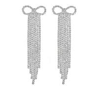 Supra Diamanto Pendientes largos de borla para mujer, brillantes y coloridos con diamantes de imitación de cristal para colgar, joyería de boda, Zinc, Diamante de imitación