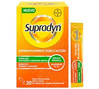 Supradyn Energy Doble Acción Stress Out - Multivitamínico con Magnesio, Vitaminas B6, B12, Ácido Fólico, Rhodiola y Melisa - Anti-estrés, Energía, Memoria, 20 Sobres Limón