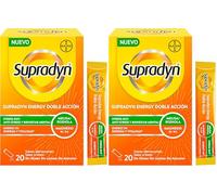 Supradyn Energy Doble Acción Stress Out - Multivitamínico con Magnesio, Vitaminas B6, B12, Ácido Fólico, Rhodiola y Melisa - Anti-estrés, Energía, Memoria, 20 Sobres Limón (Paquete de 2)