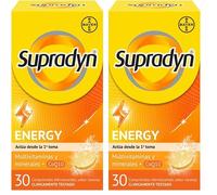 Supradyn Energy Multivitaminas para Todos con Vitaminas, Minerales y Coenzima Q10, Ayuda a Activar y Mantener tu Energía y Reducir el Cansancio, 30 Comprimidos Efervescentes (Paquete de 2)