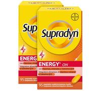 Supradyn Energy On Multivitaminas con vitaminas A, C, D, E, K, B complex y 9 minerales como magnesio, zinc y calcio más biotin y coenzima Q10 - Multivitaminico para mujer y hombre - 190 comprimidos