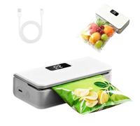 SUPRBIRD Mini sellador de bolsas portátil, sellador de aluminio, pantalla LED y 6 ajustes de calor, parte trasera magnética con cortador oculto, recargable por USB-C, adecuado para almacenar alimentos
