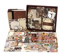 SUPRBIRD Scrapbooking Materiales kit,136 piezas Scrapbooking Kit,Juego de Accesorios Vintage Para Scrapbook,Journaling Kit,Scrapbook Stickers DIY Album de Fotos Scrapbook (Chocolate)