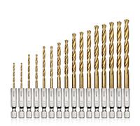 Suprbird Sixkant Bohrer, taladro de 1.5-6.5 mm, 16 piezas, reemplazo de perforación HSS recubierto de titanio, cambio rápido de madera de 1/4 "y plástico