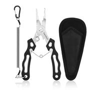 supregear Alicate de Pesca, Acero Inoxidable, Multipropósito para Anillos Partidos Y Corte de Alambre, Kit de Accesorios con Cordón Seguro Y Funda de Nylon, Negro