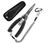 supregear Alicates de Pesca, Alicate de Pesca Multifuncional Ligero de Acero Inoxidable con Mango de ABS, Cortador de Sedal, Herramienta para Quitar Anzuelos con Cordón y Funda de Nylon, Negro