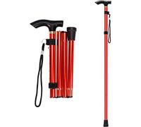 supregear Bastón Plegable, 5 Niveles de Altura Ajustable, Ligero y Portátil para Viaje, Mango en T y Pulsera, Extensible para Personas Mayores y Adultos con Discapacidad, Rojo