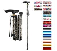supregear Bastón Plegable, 5 Niveles de Altura Ajustable, Ligero y Portátil para Viaje, Mango en T y Pulsera, Extensible para Personas Mayores y Adultos con Discapacidad, Leopardo
