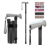 supregear Bastón Plegable, Altura Ajustable, Ligero y Portátil, Bastón de Viaje con Empuñadura Suave, Ayuda para Caminar para Ancianos, Personas con Discapacidad, Hombre Mujer, Negro