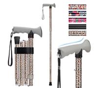 supregear Bastón Plegable, Altura Ajustable, Ligero y Portátil, Bastón de Viaje con Empuñadura Suave, Ayuda para Caminar para Ancianos, Personas con Discapacidad, Hombre Mujer, Leopardo