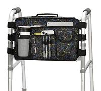 supregear Bolsa Organizador de Andador, Plegable Impermeable Silla de Ruedas Estuche Bolsa con 9 Bolsillos y Compartimento Grande para Silla de Ruedas y Cesta de Andador con Asas, Plaid Negro