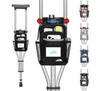 supregear Bolsa para Muletas, Organizadora de Gran Capacidad con Portavasos y Múltiples Bolsillos, Bolsa Impermeable Universal para Bajo el Brazo, Negro