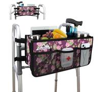 supregear Cesta plegable para andador con portavasos, gran capacidad, manos libres, no compatible con rollator, Floral Púrpura