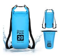 supregear Dry Bag, 20L Bolsa Impermeable, Mochila Versátil con Doble Correa para el Hombro para Navegar, Hacer Senderismo, Kayak, Pesca, Acampada y Otras Aventuras al Aire Libre, Azul