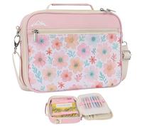 supregear Funda para Biblia Mujer, Bolsa de Iglesia Acolchada con Correa y Separador Extraíble, Estuche de Tela para Estudio Bíblico, Regalo Cristiano para Chicas/Mujeres, Floral Rosado