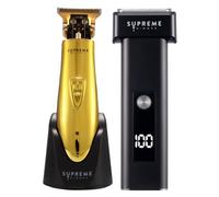 SUPREME TRIMMER Máquina de afeitar para hombre (cortadora profesional para hombre, cortapuchas, bigote, viaje, barba, paquete de maquinilla de afeitar para hombres, ST5200 TShaper Li en oro +