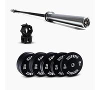 Suprfit Econ White Logo Weightlifting Set - Crea ahora tu set de levantamiento de peso con logotipo blanco de Suprfit Econ White Logo según lo desee. (Princess Bar Black, Advanced Set)