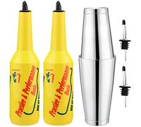 SuproBarware Flair Bottle - Kit de camarero de Flair 7 piezas, 2 botellas Flair de 750 ml, 1 coctelera Boston, botella de práctica y rendimiento Flair Bartender