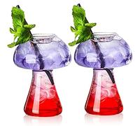 SuproBarware Juego de 2 copas de vino creativas con forma de hongo para cóctel, 250 ml, transparentes, para fiestas, novedades, bebidas para KTV, bar, club (transparente)