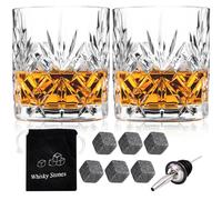 SuproBarware Juego de 2 vasos de whisky vintage de 300 ml, vasos de cristal sin plomo, whisky escocés, bourbon, brandy, ron, cóctel, cristalería, bar, fiesta, regalo para hombres