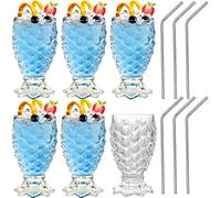 SuproBarware Juego de 6 Vasos de cóctel de Sirena de 210 ml únicos para Beber Vasos de piña Tiki, Vasos de Whisky