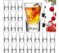 SuproBarware Juego de vasos de chupito de 24 piezas, 24 vasos de chupito de base pesada transparente para whisky Vodka y licores, 24 unidades