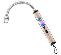 SUPRUS Electric Candle Lighter Windproof Rechargeable USB-C with Digital Battery Display Ambient Lighting Safety Switch 360° Flexible Neck Flameless Plasma