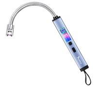 SUPRUS Electric Candle Lighter Windproof Rechargeable USB-C with Digital Battery Display Ambient Lighting Safety Switch 360° Flexible Neck Flameless Plasma