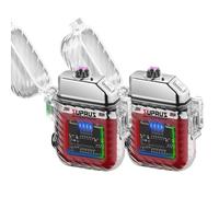 SUPRUS Encendedor luminoso de 3 modos de linterna, resistente al viento, resistente al agua, mecheros eléctricos, recargable, de plasma de doble arco, con silbato de emergencia de supervivencia y