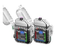 SUPRUS Encendedor luminoso de 3 modos de linterna, resistente al viento, resistente al agua, mecheros eléctricos, recargable, de plasma de doble arco, con silbato de emergencia de supervivencia y