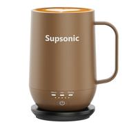 Supsonic - Taza de café autocalentable de 16 onzas, taza de café calentada inteligente, calentamiento más rápido de contacto directo de hasta 65.0 °C, juego de calentador de tazas de café con apagado