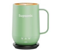 Supsonic - Taza de café autocalentable de 16 onzas, taza de café calentada inteligente, calentamiento más rápido de contacto directo de hasta 65.0 °C, juego de calentador de tazas de café con apagado