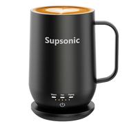 Supsonic - Taza de café autocalentable de 16 onzas, taza de café calentada inteligente, calentamiento más rápido de contacto directo de hasta 65.0 °C, juego de calentador de tazas de café con apagado