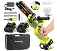 Supstable Mini Motosierra a Batería 8 y 6 Pulgadas, 8000mAh Sierra Electrica Podar Arboles, 900W, Lubricación Automática de Cadena, Ajuste sin Herramientas, Compatible con Makita Batería 18V