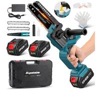 Supstable Mini Motosierra a Batería 8 y 6 Pulgadas, Sierra Electrica Podar Arboles, 900W, Lubricación Automática de Cadena, Ajuste sin Herramientas, Compatible con Makita Batería 18V