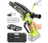 Supstable Mini motosierra eléctrica inalámbrica de 6 pulgadas con mango y protector auxiliares, motosierra pequeña a batería con 2 baterías y engrasador para mujeres mayores, poda de jardín, regalo