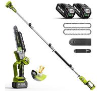 Supstable Motosierra Bateria con Pértiga, 8’’ Mini Motosierra a Batería & 2,5M Sierra de Podar Telescópica 2 en 1, 8000 mAh Podadora, Hasta 4,8 m de Altura, Podar Arboles para Árboles y Jardin