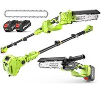 Supstable Podadora de Pértiga con Batería - Mini Motosierra de 8000 mAh, 8 Pulgadas Sierra Eléctrica Telescópica para Poda, Cabezal de Motor Orientable a 180°, Barra de Extensión hasta 4,8 m