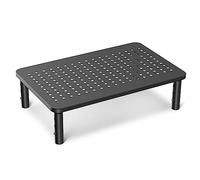 suptek Elevador de Monitor de Altura Ajustable: Soporte de Metal con 3 Niveles para Pantalla PC y Portátil de hasta 20kg, Base Elevadora con Plataforma de Ventilación, Ranura Teléfono y Antideslizante