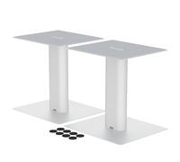 suptek Soporte de Altavoces de Escritorio (Pack de 2), Soportes de Audio Universales para Altavoces de Estantería Grandes, Base de 24 x 21 cm, Altura 25,6 cm, Carga 20kg, Blanco, SDM003LW
