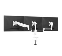 suptek Soporte de Escritorio para 3 Monitores (17-32 Pulgadas), Brazo Triple con Resorte de Gas Ajustable en Altura, VESA 75/100mm, Carga 10kg por Brazo, Pinza y Ojal, Blanco, MD8003W
