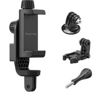 Suptig Soporte de teléfono para trípode, Adaptador de trípode de cámara de acción Compatible con iPhone, GoPro, dji Action, Insta 360, Mic, Accesorios de fotografía de luz LED