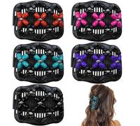 Suptizizkz 5 peines elásticos para el cabello con pinzas elásticas ajustables para mujeres y niñas, sin pliegues, accesorios para el cabello rizado, grueso, ondulado, cola de caballo