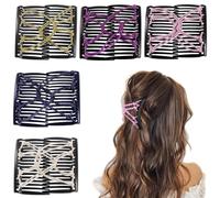 Suptizizkz 5 peines elásticos para el cabello con pinzas elásticas ajustables para mujeres y niñas, sin pliegues, accesorios para el cabello rizado, grueso, ondulado, cola de caballo