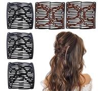 Suptizizkz 5 peines mágicos elásticos para el pelo, peine elástico ajustable, pasador para el pelo para mujeres y niñas, sin arrugas, horquillas para hacer moños vintage, accesorios para el cabello